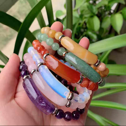 Crystal Tube Bead Bracelet – Gemstone Energy Jewelry