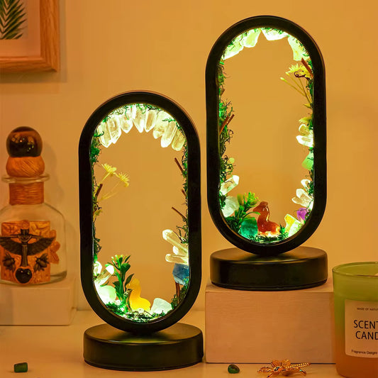Crystal Zen Garden Oval Night Lamp – Healing Stone LED Light for Mindful Home Décor