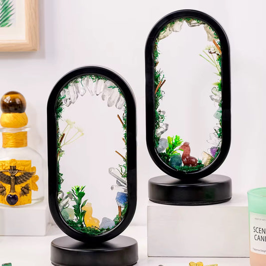 Crystal Zen Garden Oval Night Lamp – Healing Stone LED Light for Mindful Home Décor
