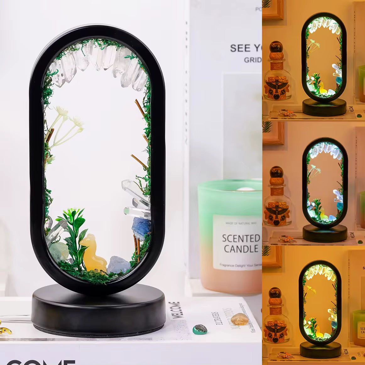 Crystal Zen Garden Oval Night Lamp – Healing Stone LED Light for Mindful Home Décor