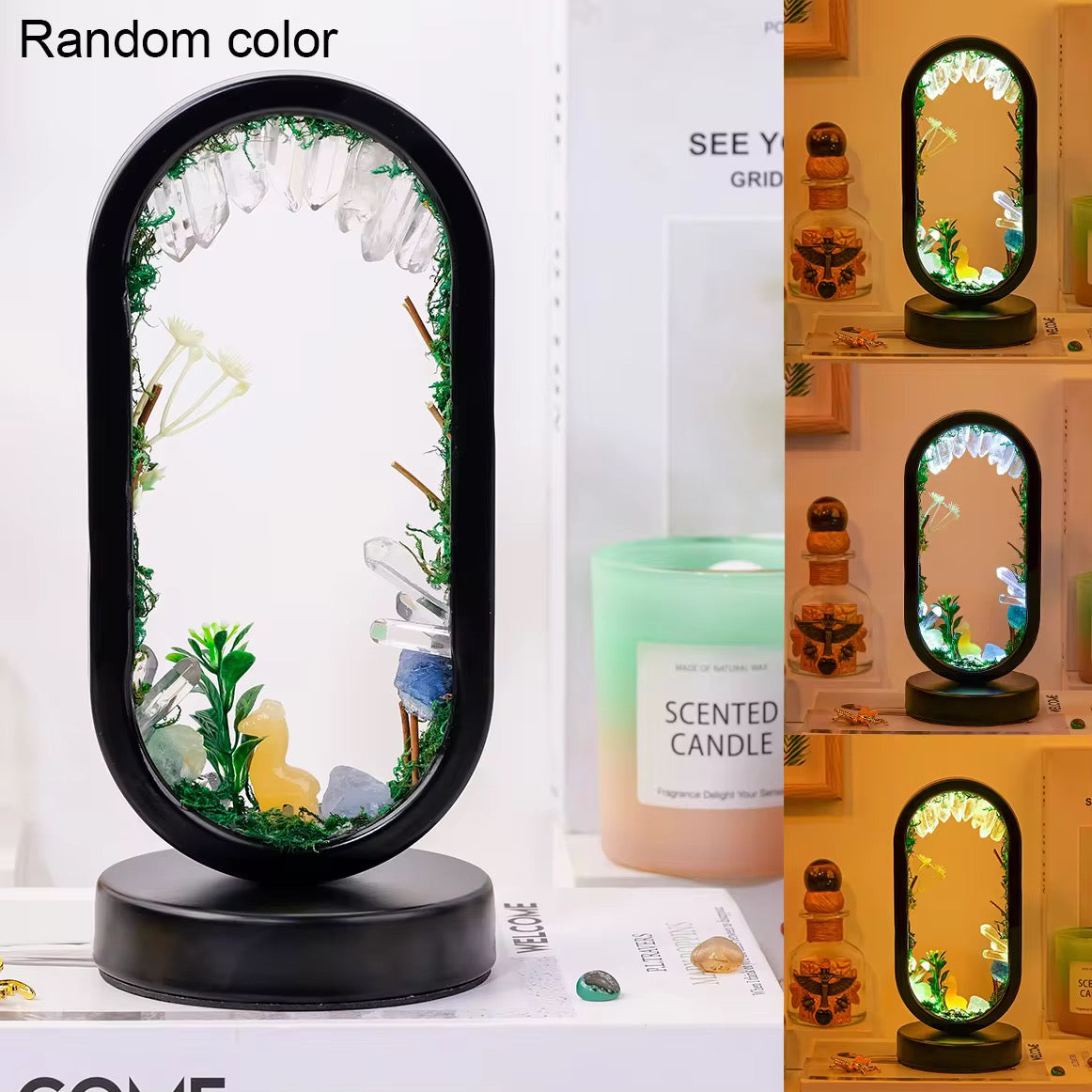 Crystal Zen Garden Oval Night Lamp – Healing Stone LED Light for Mindful Home Décor