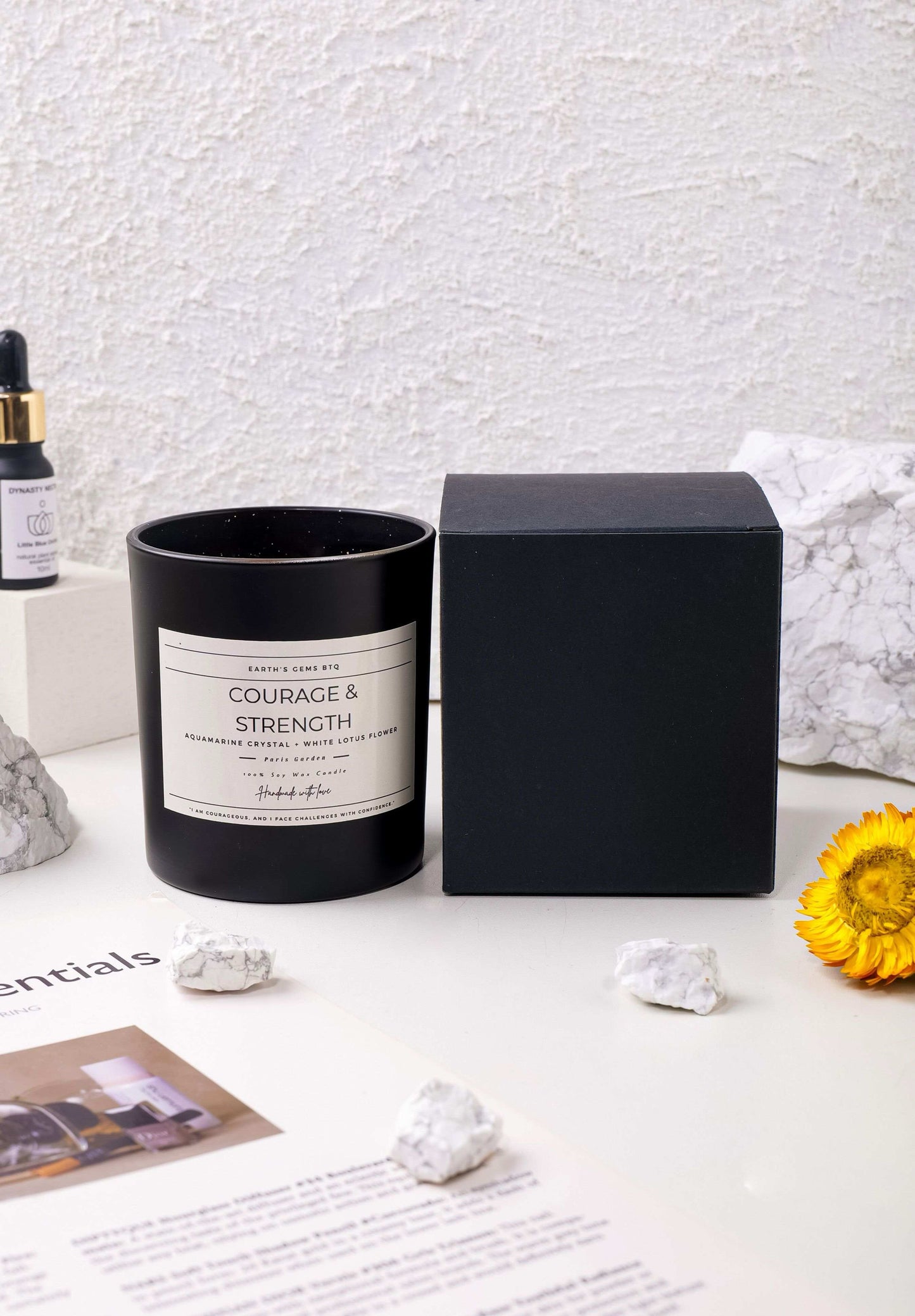 Crystal Intention Candle – Healing Gemstone Soy Wax Candle for Ritual & Mindful Living