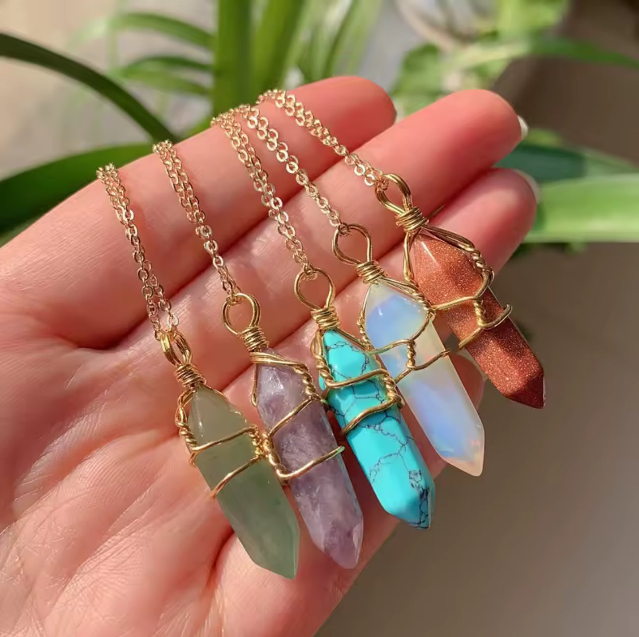 Crystal Point Necklace – Wire Wrapped Healing Gemstone Pendant for Energy & Protection