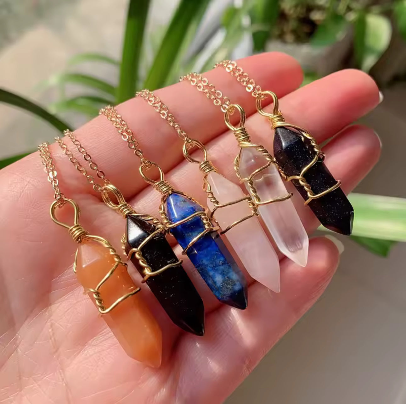 Crystal Point Necklace – Wire Wrapped Healing Gemstone Pendant for Energy & Protection