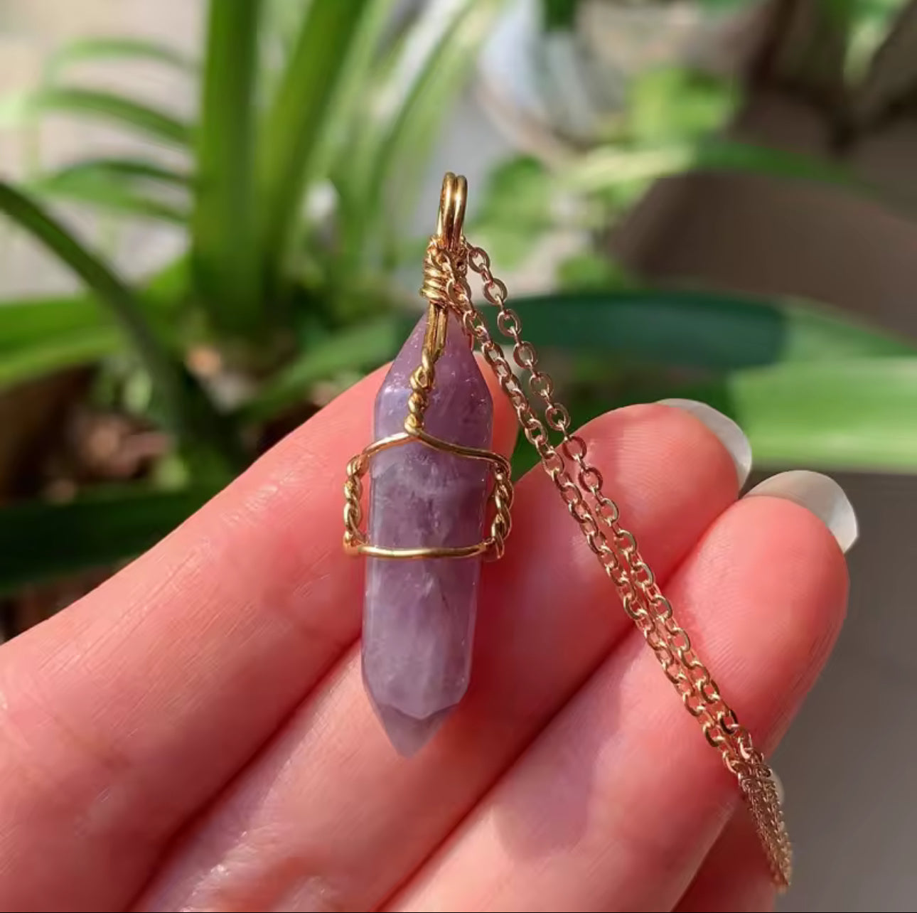 Crystal Point Necklace – Wire Wrapped Healing Gemstone Pendant for Energy & Protection