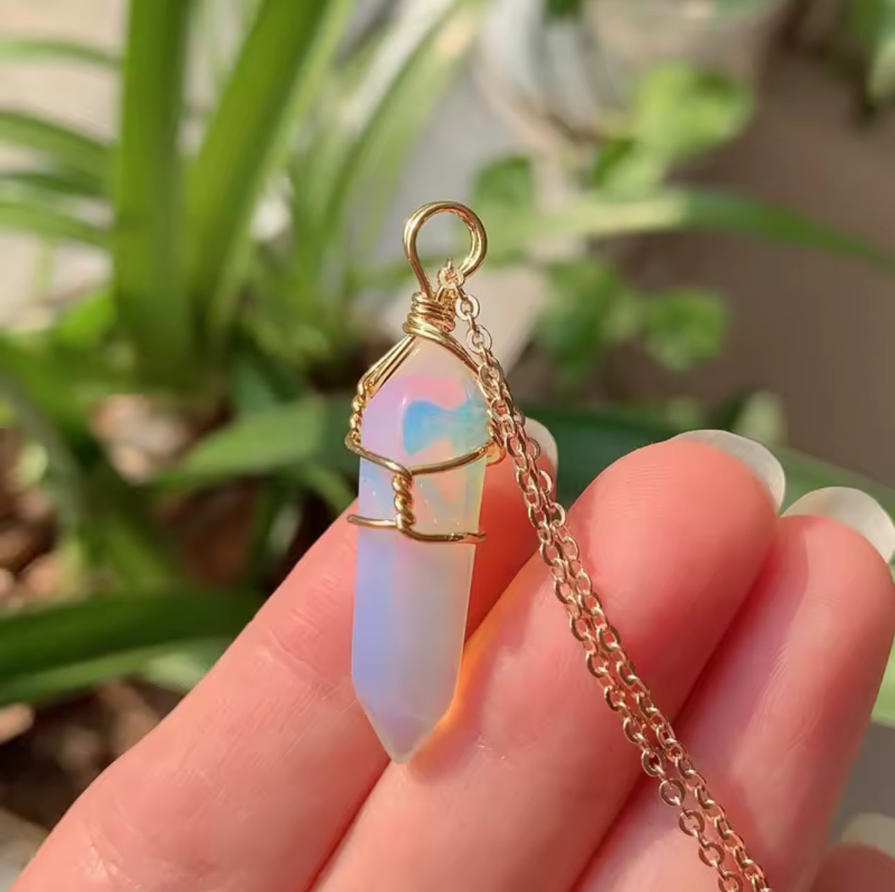 Crystal Point Necklace – Wire Wrapped Healing Gemstone Pendant for Energy & Protection