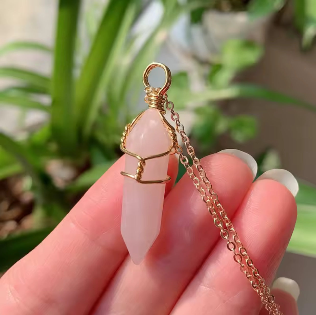 Crystal Point Necklace – Wire Wrapped Healing Gemstone Pendant for Energy & Protection